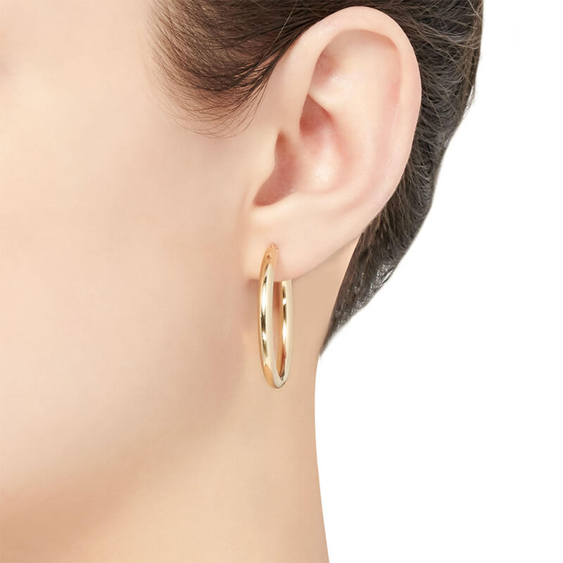 Tube Classic Polished Hoop Earrings