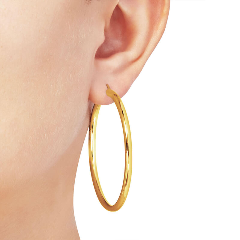 Tube Classic Polished Hoop Earrings