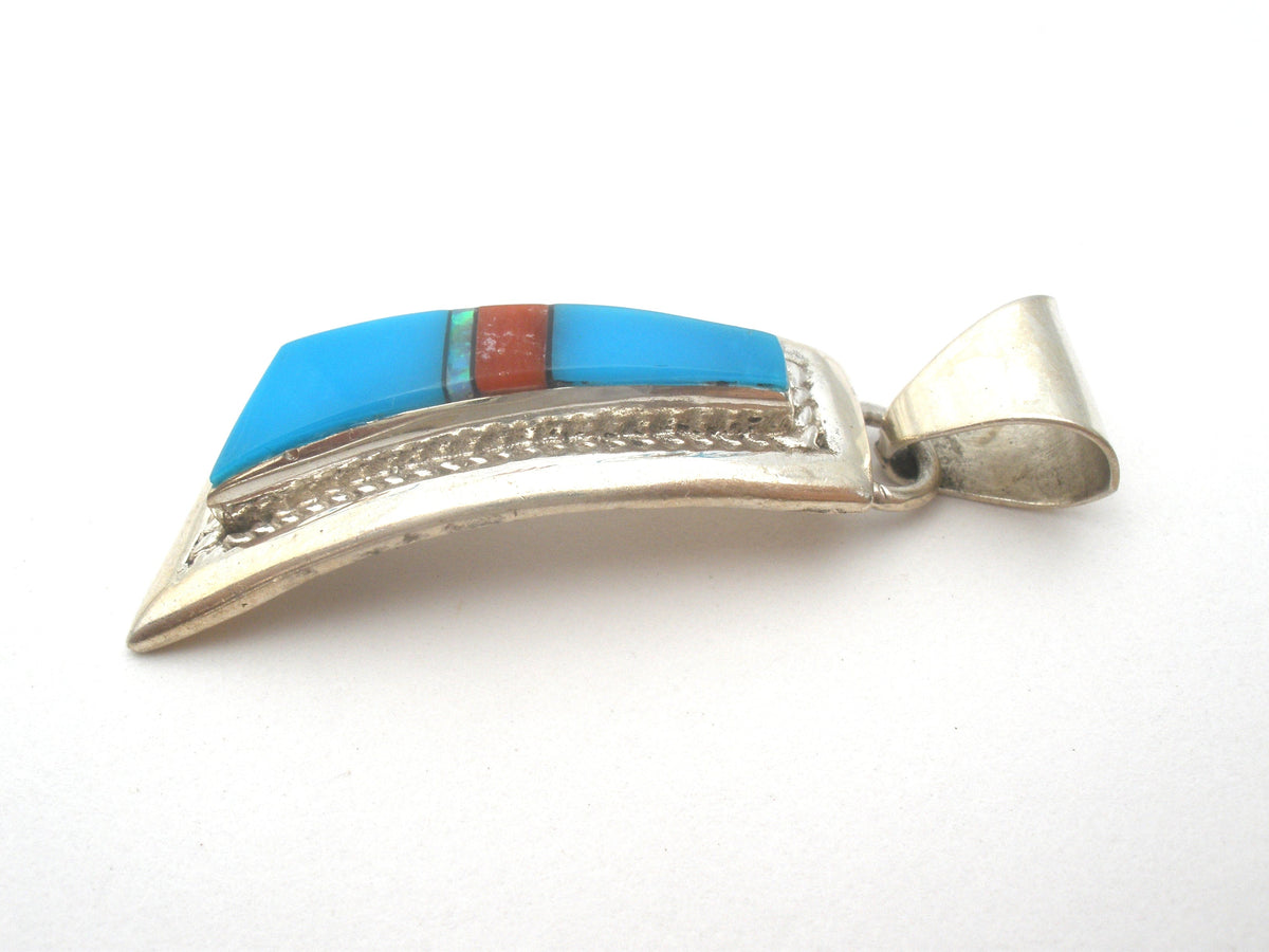 Turquoise Coral & Opal Pendant 925