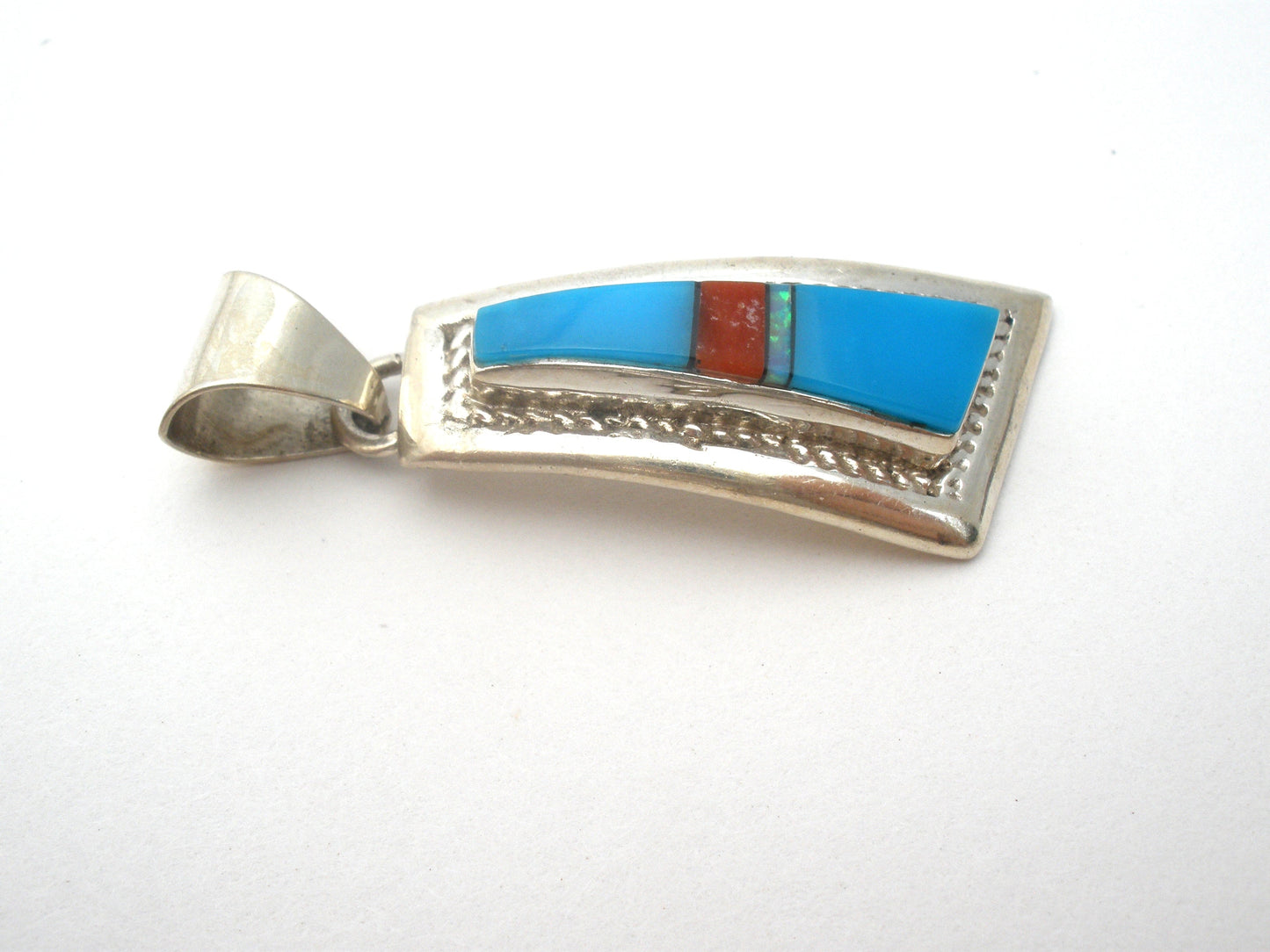 Turquoise Coral & Opal Pendant 925