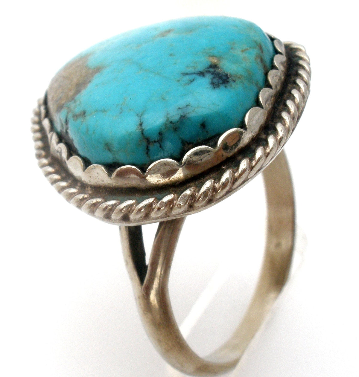 Turquoise Ring Sterling Silver Size 7 Vintage