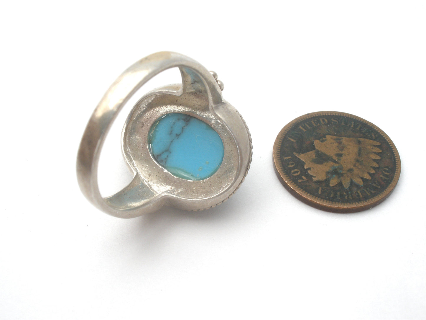 Turquoise Ring Sterling Silver Size 8.5