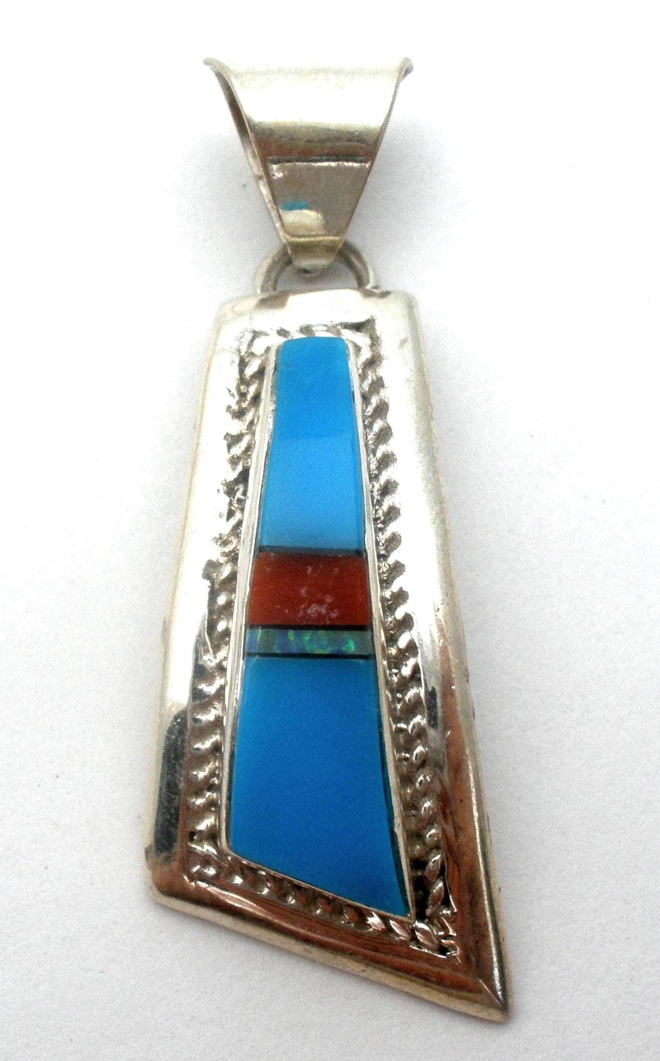 Turquoise Coral & Opal Pendant 925