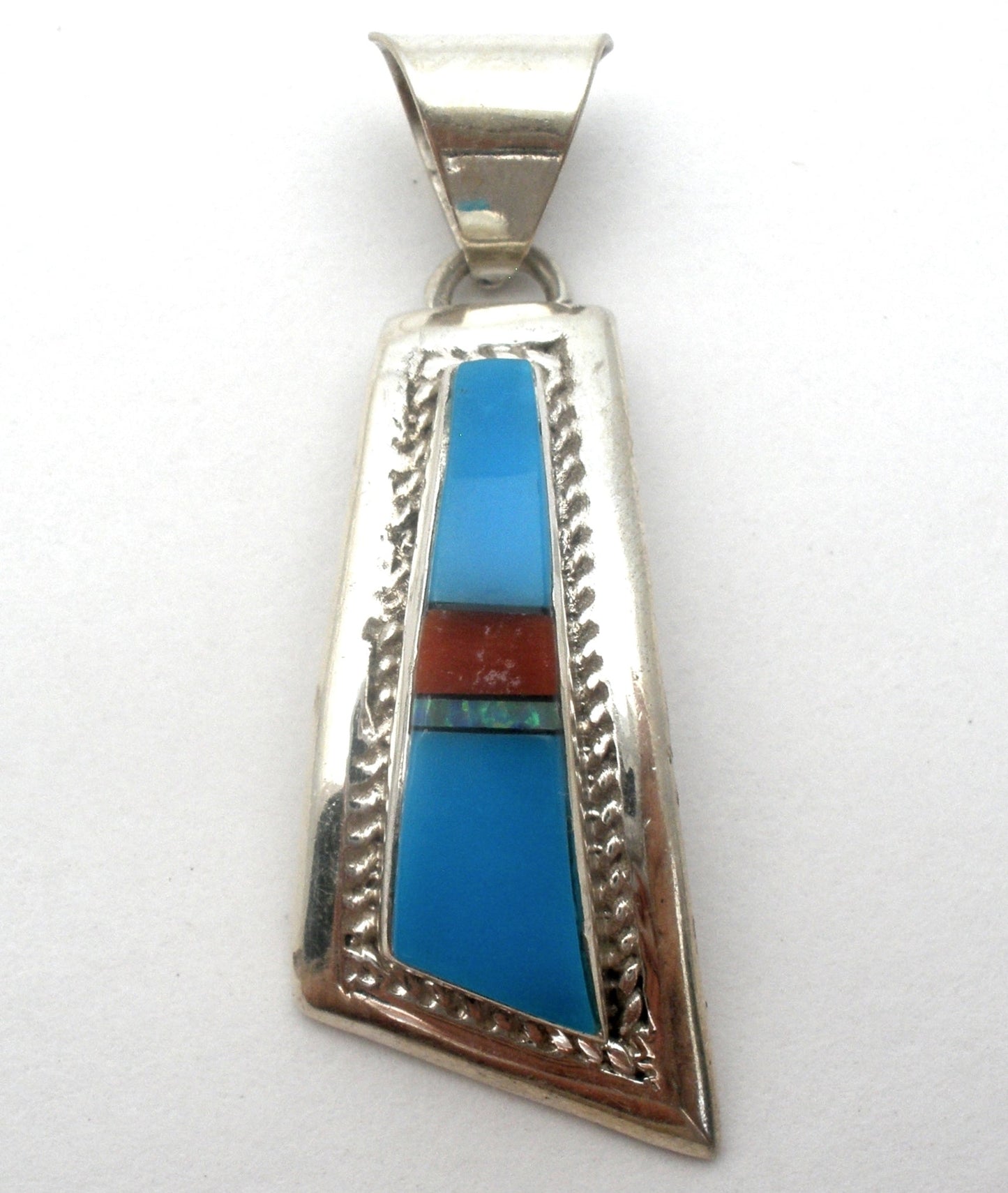 Turquoise Coral & Opal Pendant 925