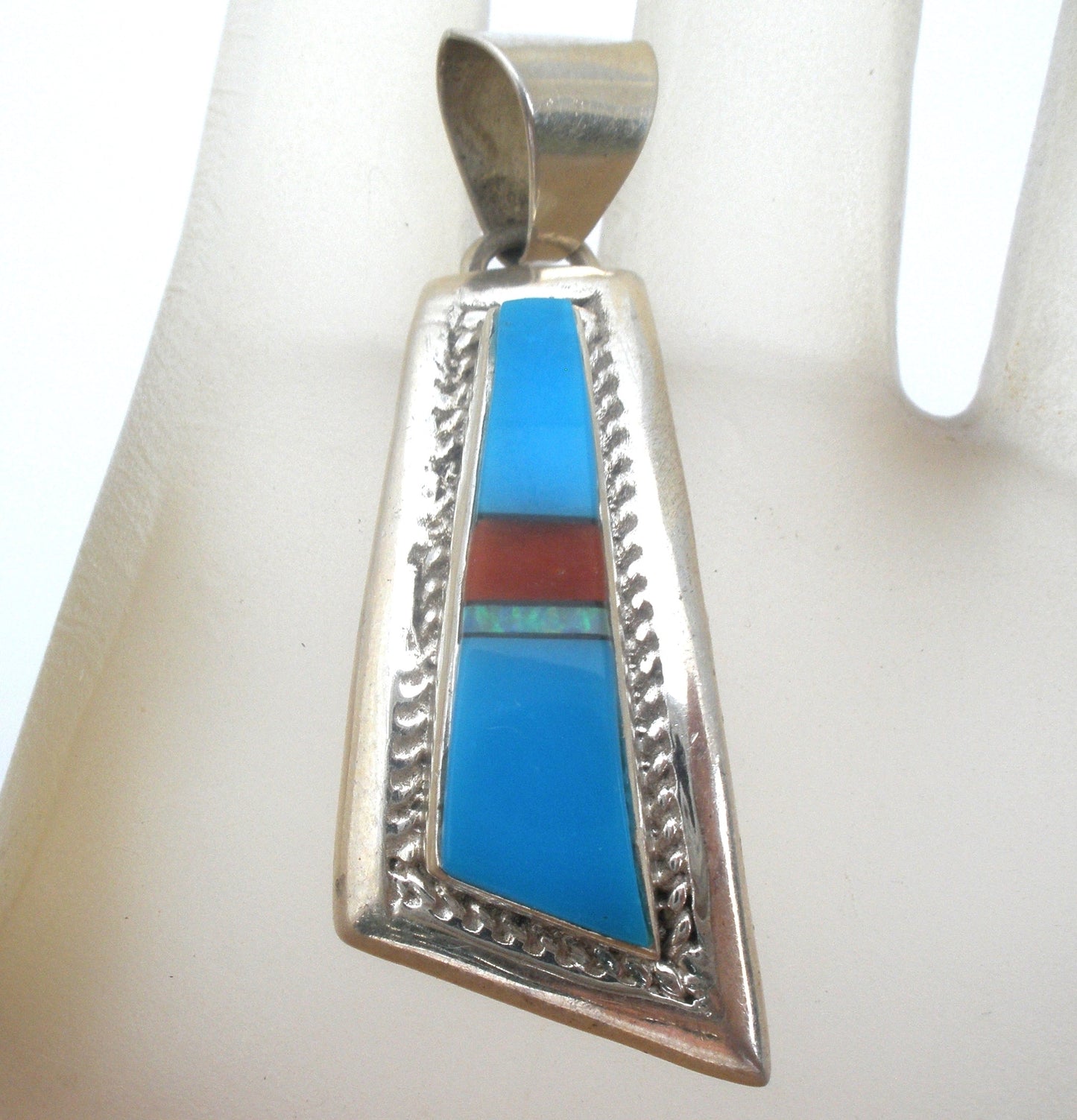 Turquoise Coral & Opal Pendant 925