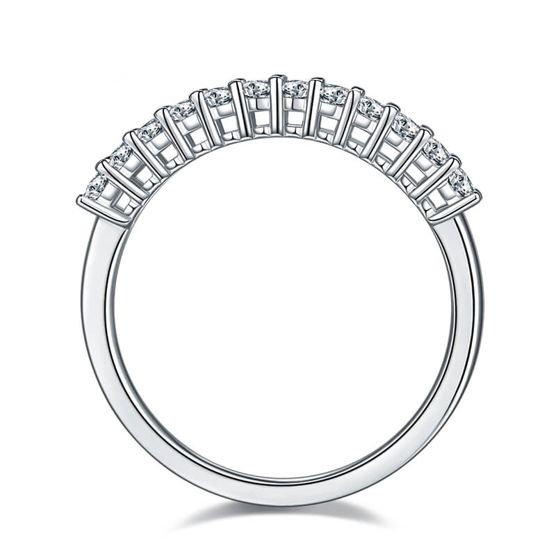 Twelve Stone Oval Moissanite Half Eternity Wedding Band Ring In Sterling Silver