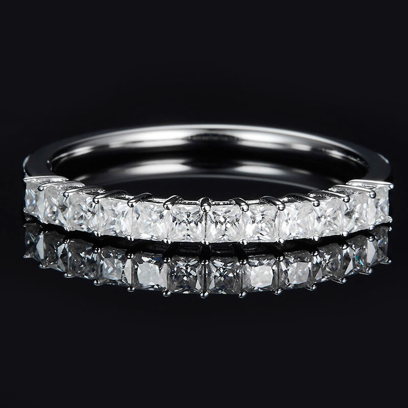 Twelve Stone Princess Moissanite Half Eternity Wedding Band Ring