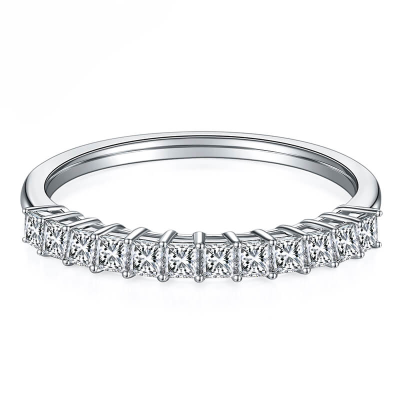 Twelve Stone Princess Moissanite Half Eternity Wedding Band Ring
