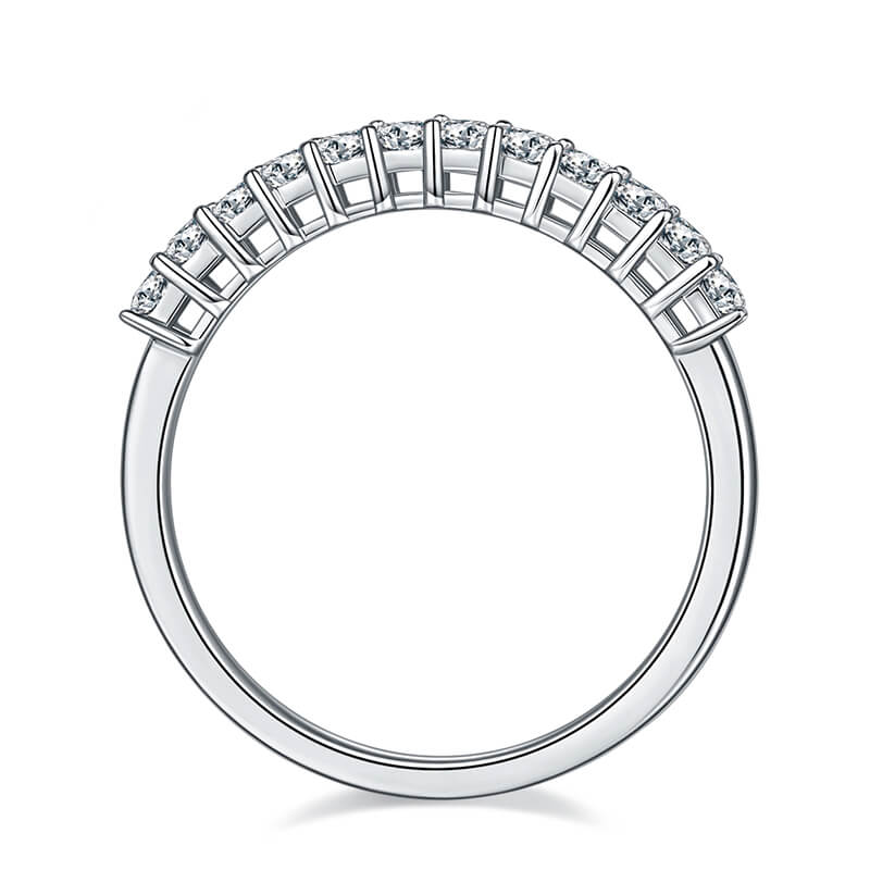 Twelve Stone Princess Moissanite Half Eternity Wedding Band Ring