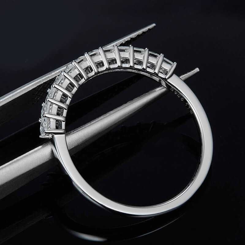 Twelve Stone Princess Moissanite Half Eternity Wedding Band Ring