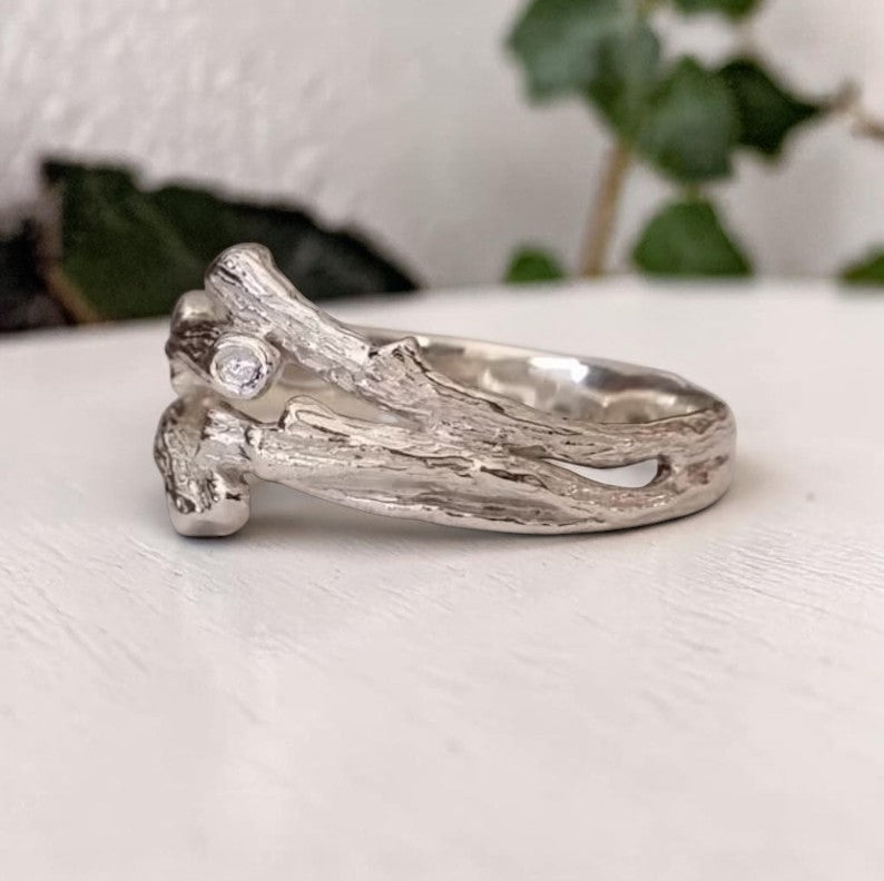 Handmade Twig Wedding Band - Unisex Branch Style Ring