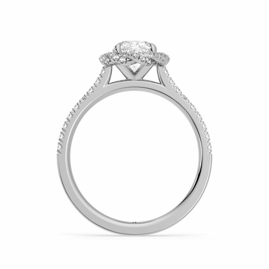 Twisted Cable Halo Round Moissanite Pave Engagement Ring