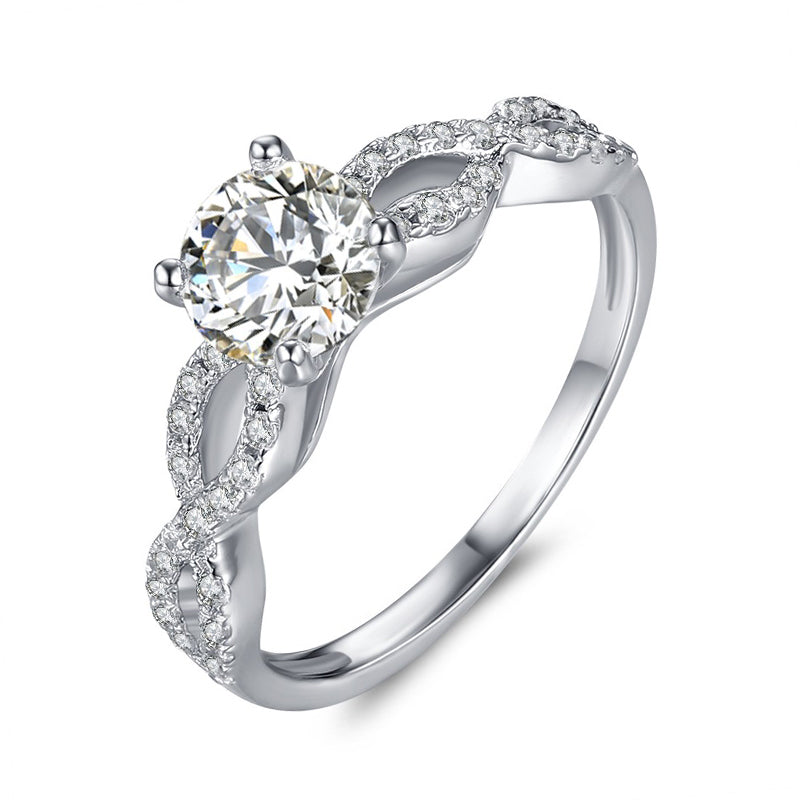 Twisted Infinity Moissanite Pave Engagement Ring