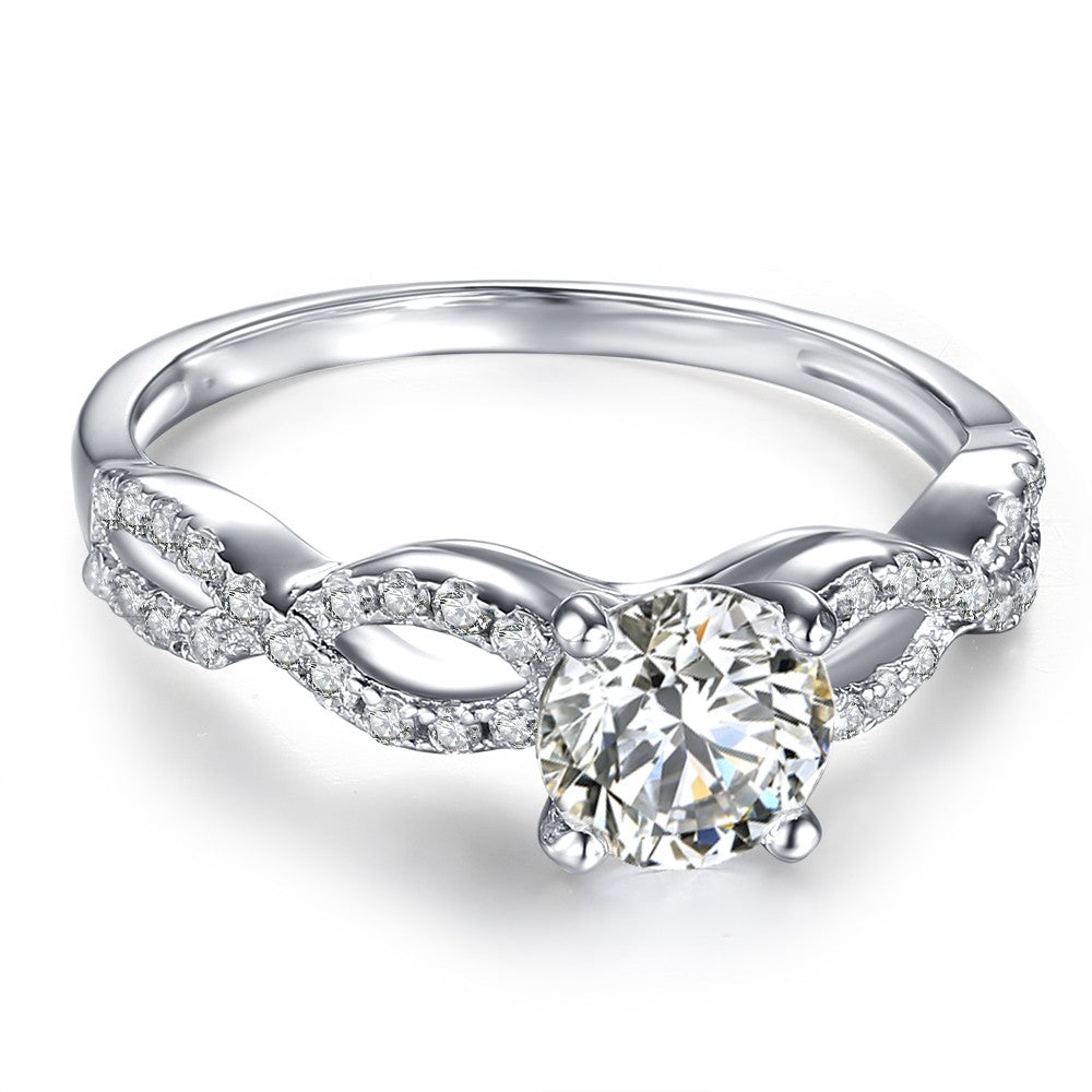 Twisted Infinity Moissanite Pave Engagement Ring