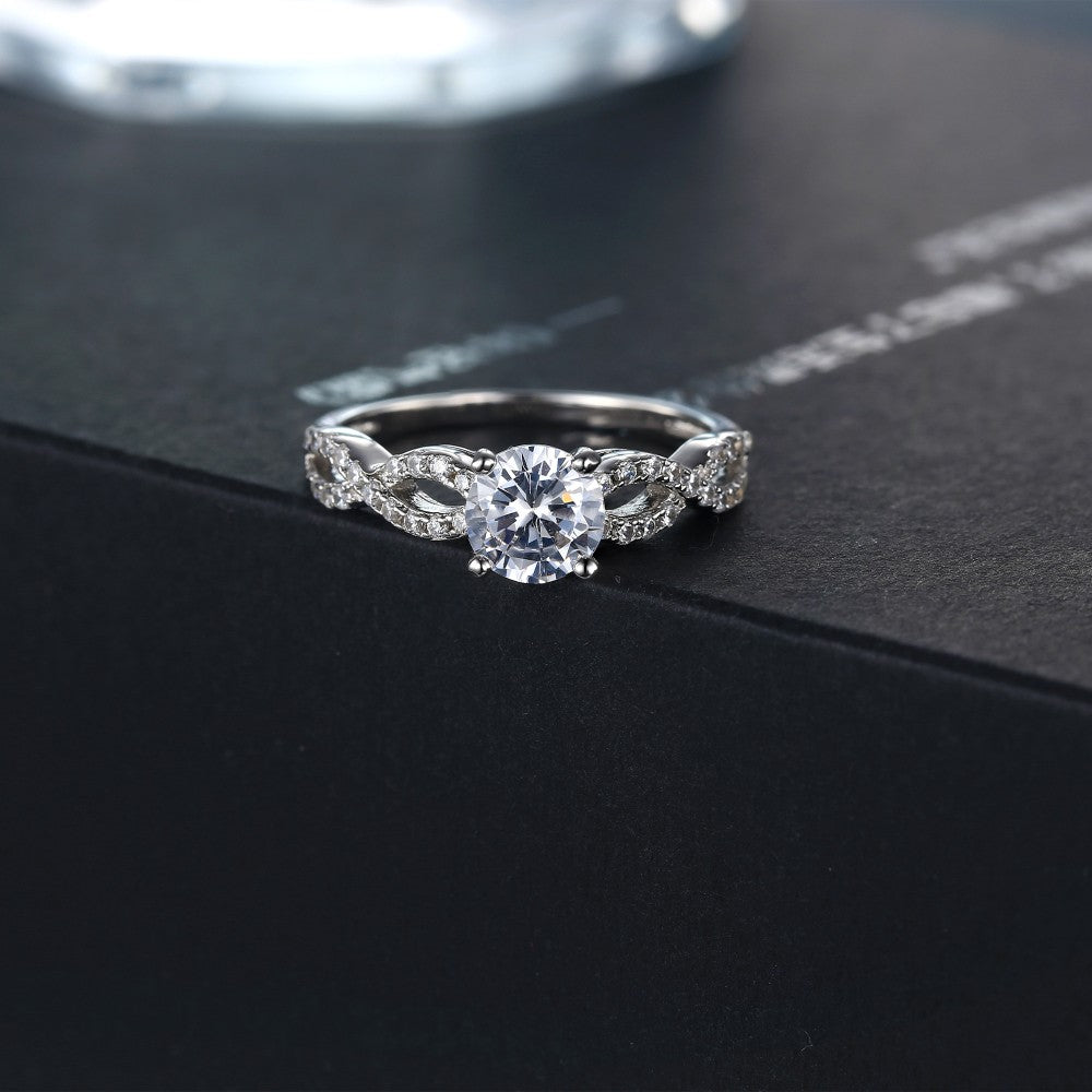Twisted Infinity Moissanite Pave Engagement Ring