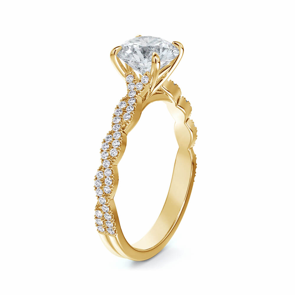 Twisted Vine Moissanite Infinity Pave Gold Engagement Ring