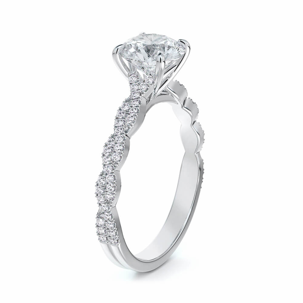 Twisted Vine Moissanite Infinity Pave Gold Engagement Ring