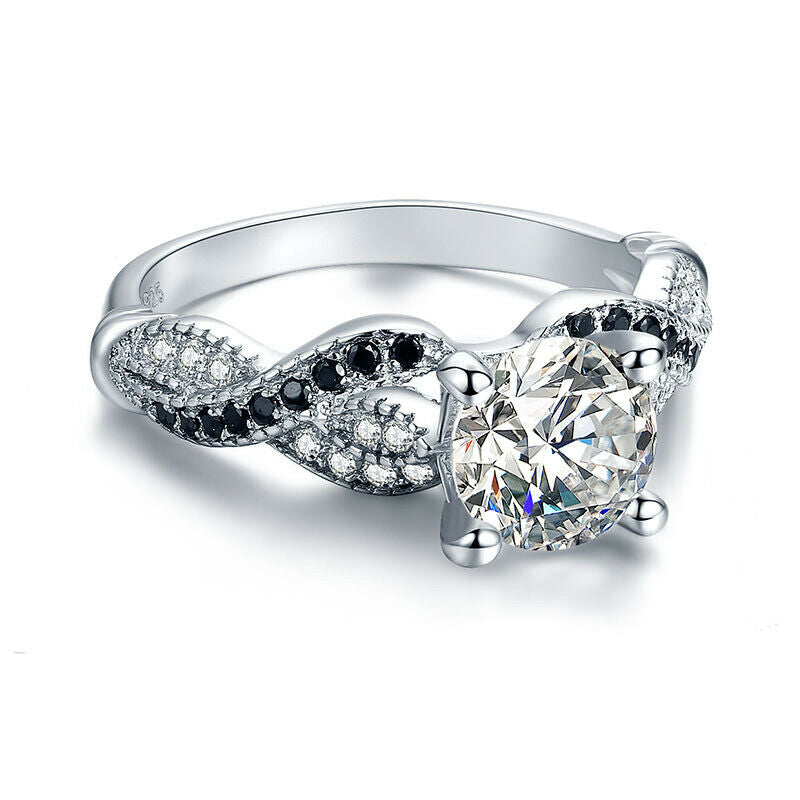 Twisted Vine Moissanite Pave Engagement Ring