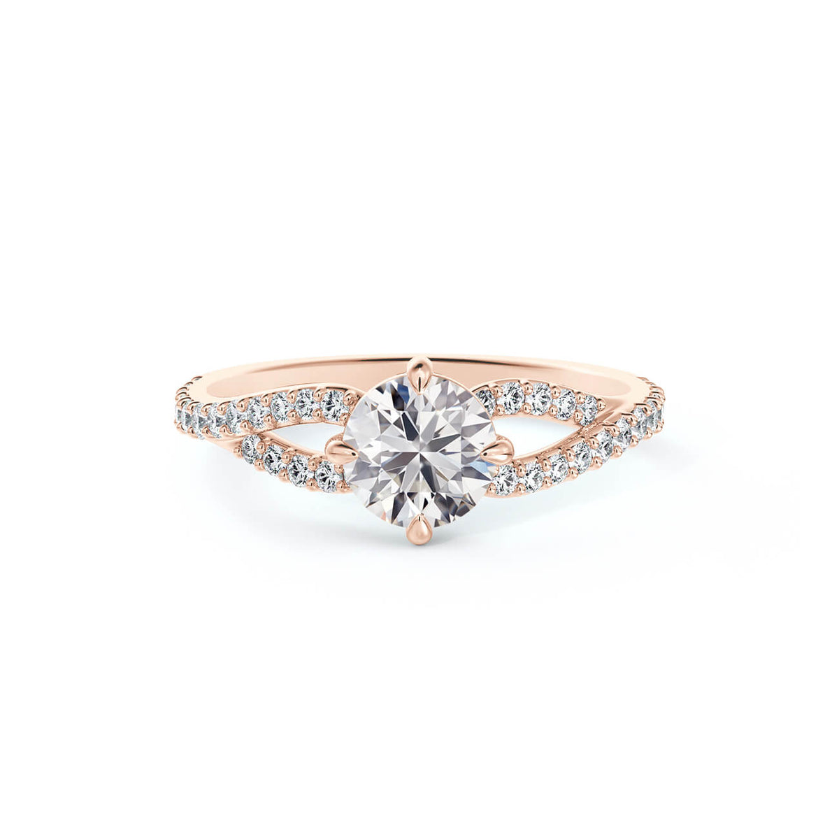 Twisted Vine Round Moissanite Pave Engagement Ring