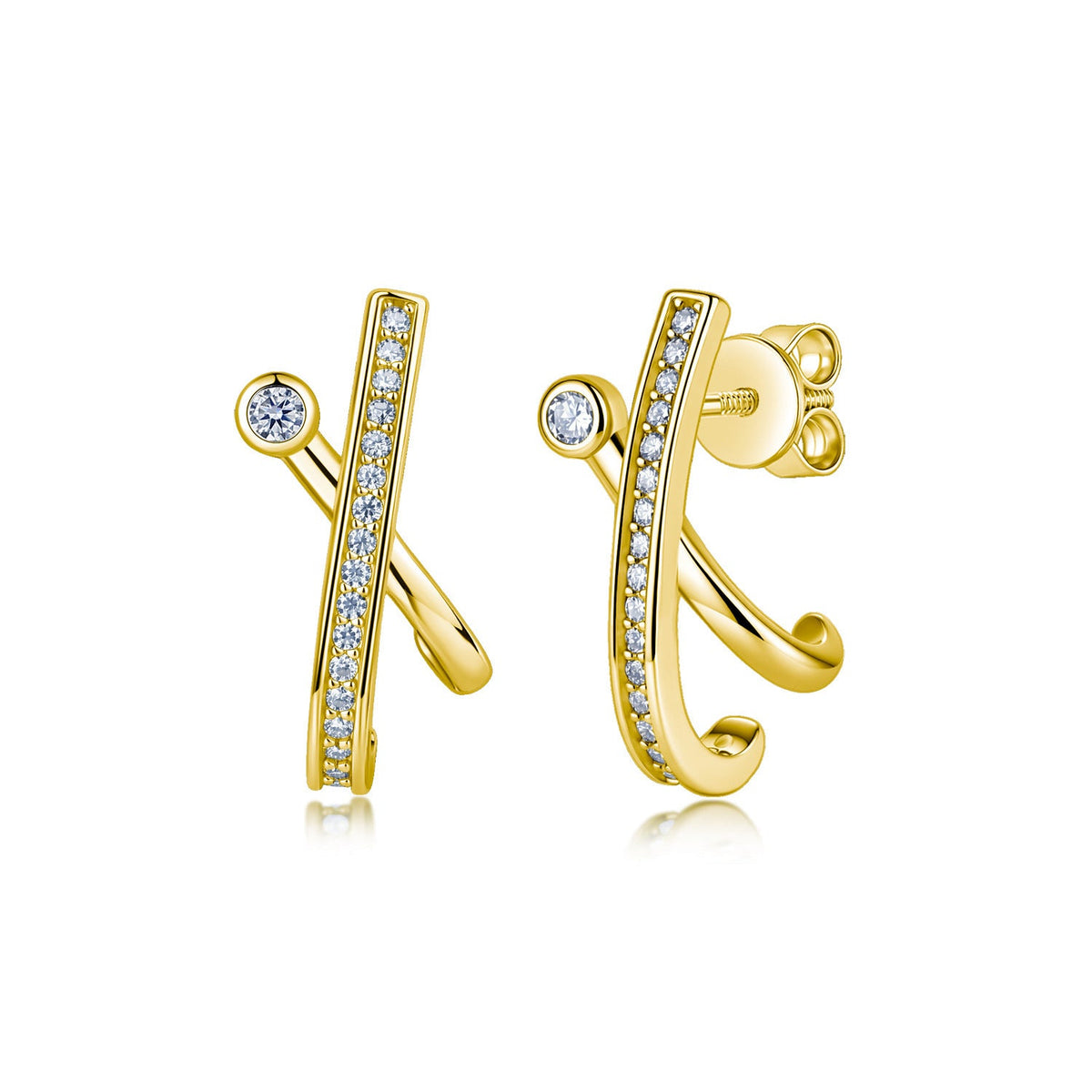 Twisted Cross Line Stud Earrings, Geometric Cold Style Moissanite Earrings