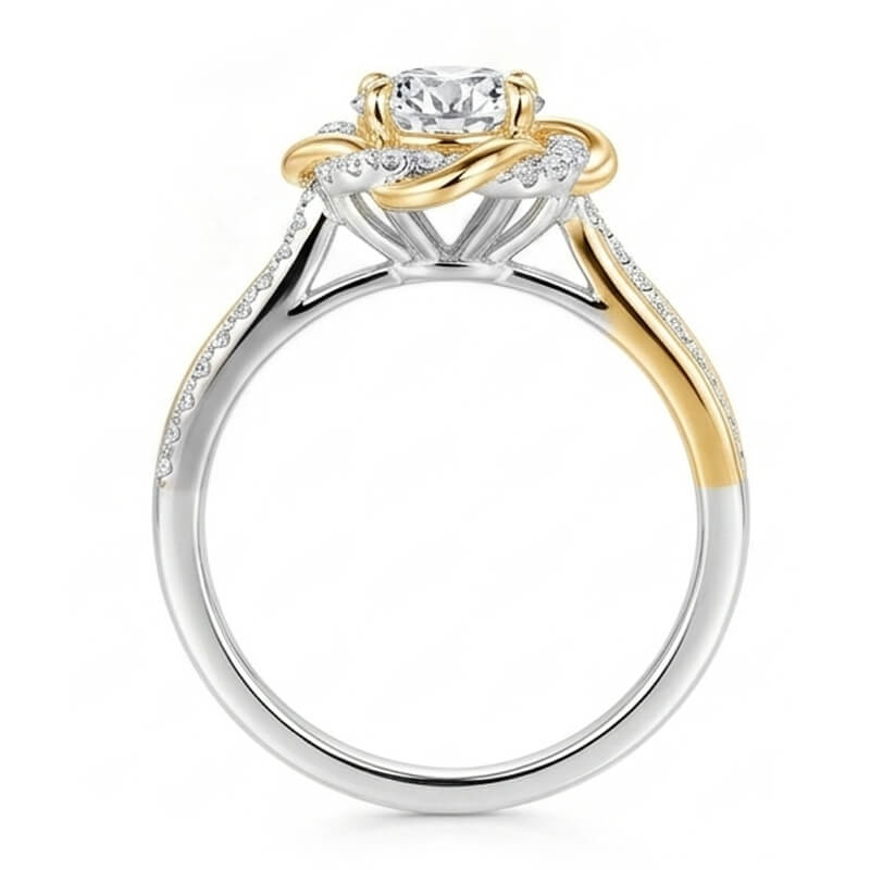 Two-Tone Eternal Love Knot Round Moissanite Twisted Engagement Ring