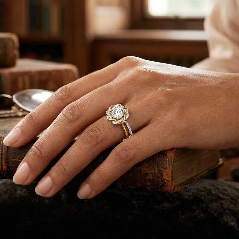 Two-Tone Eternal Love Knot Round Moissanite Twisted Engagement Ring