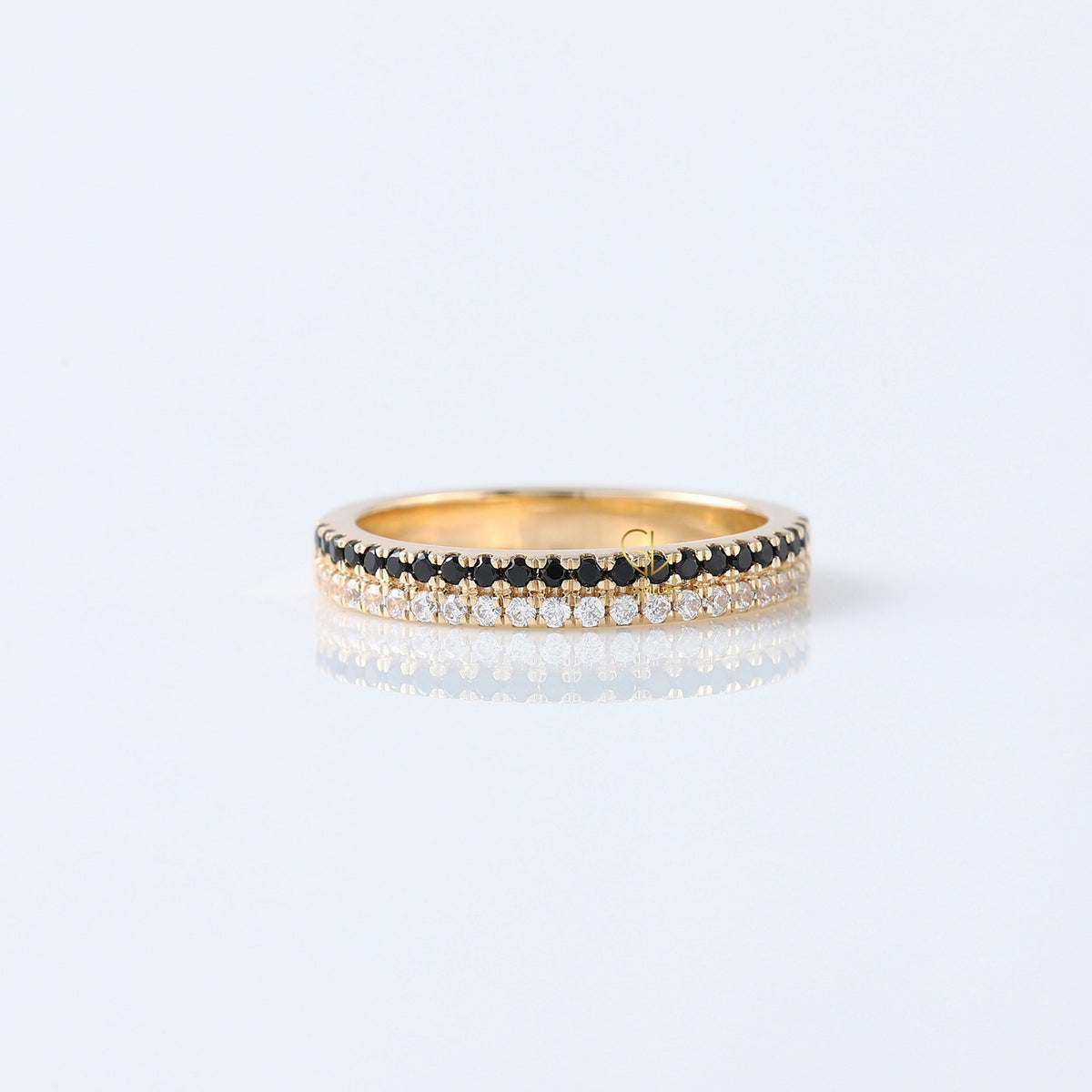 Two Row Round Cut Natural Diamond Eternity Band