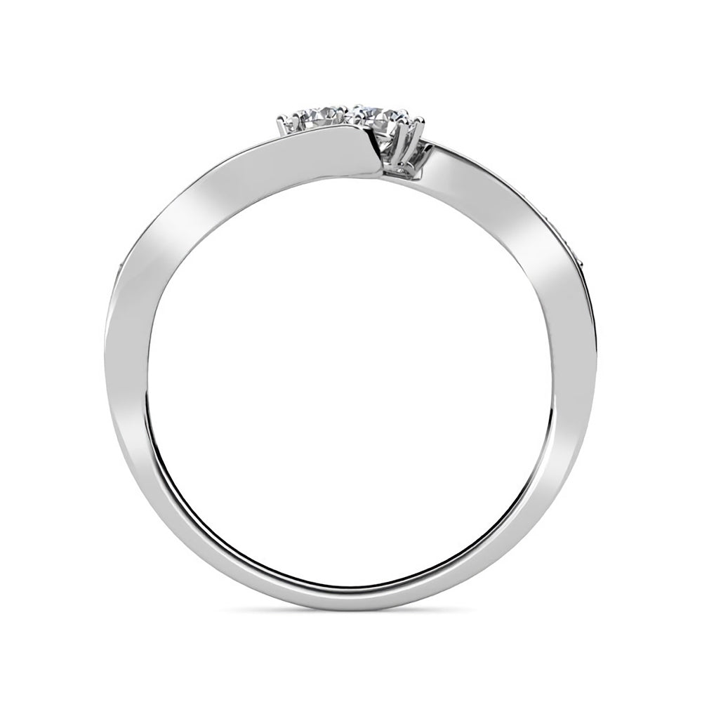 Two Stone Moissanite Swirl Bypass Channel Set Engagement Ring