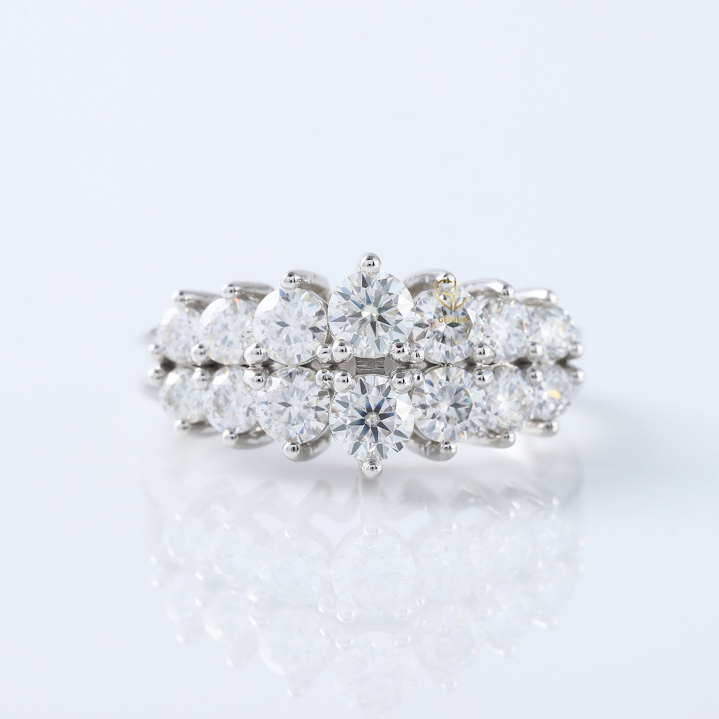 Two Row Moissanite Half Eternity Wedding Band