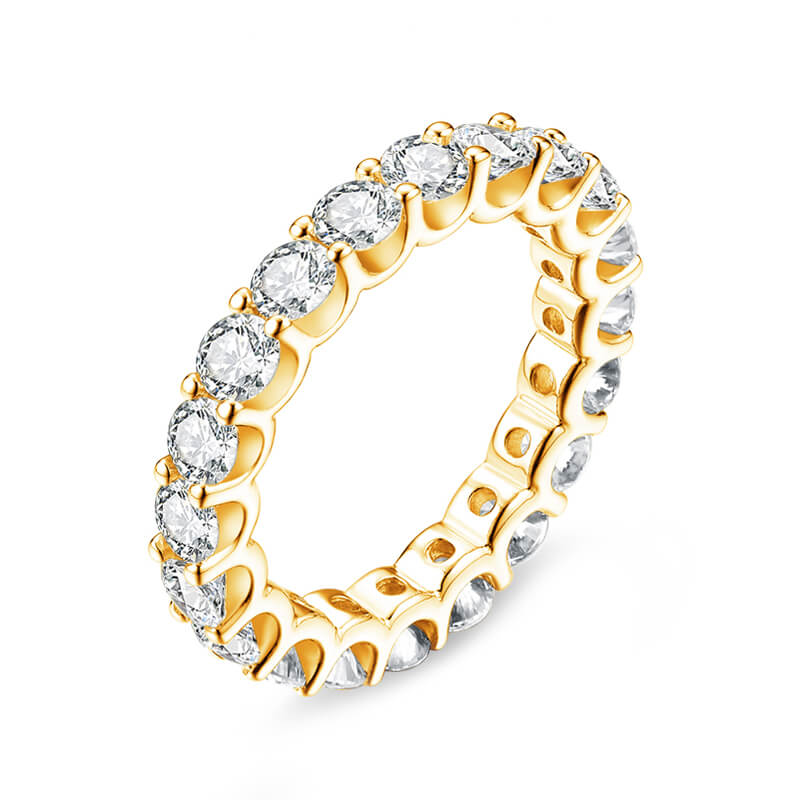 U-Shaped Prong Round Moissanite Eternity Wedding Band