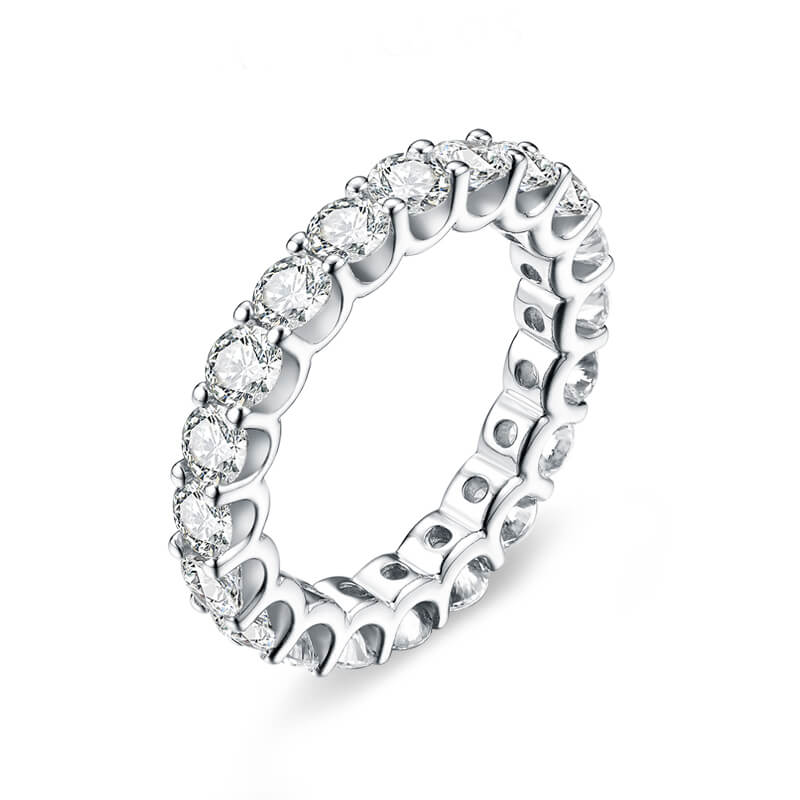 U-Shaped Prong Round Moissanite Eternity Wedding Band