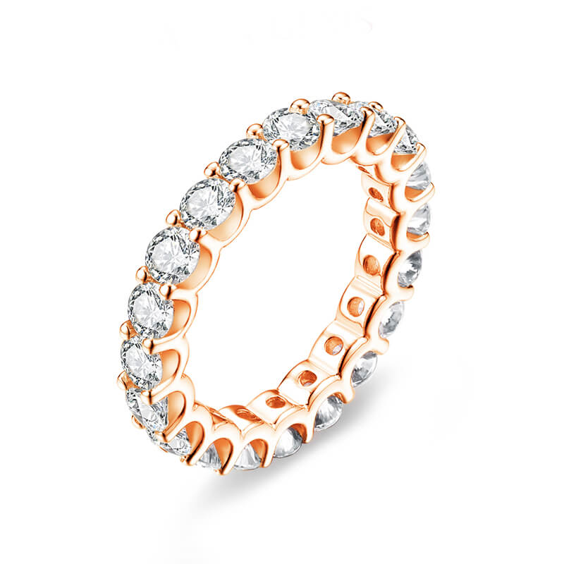 U-Shaped Prong Round Moissanite Eternity Wedding Band