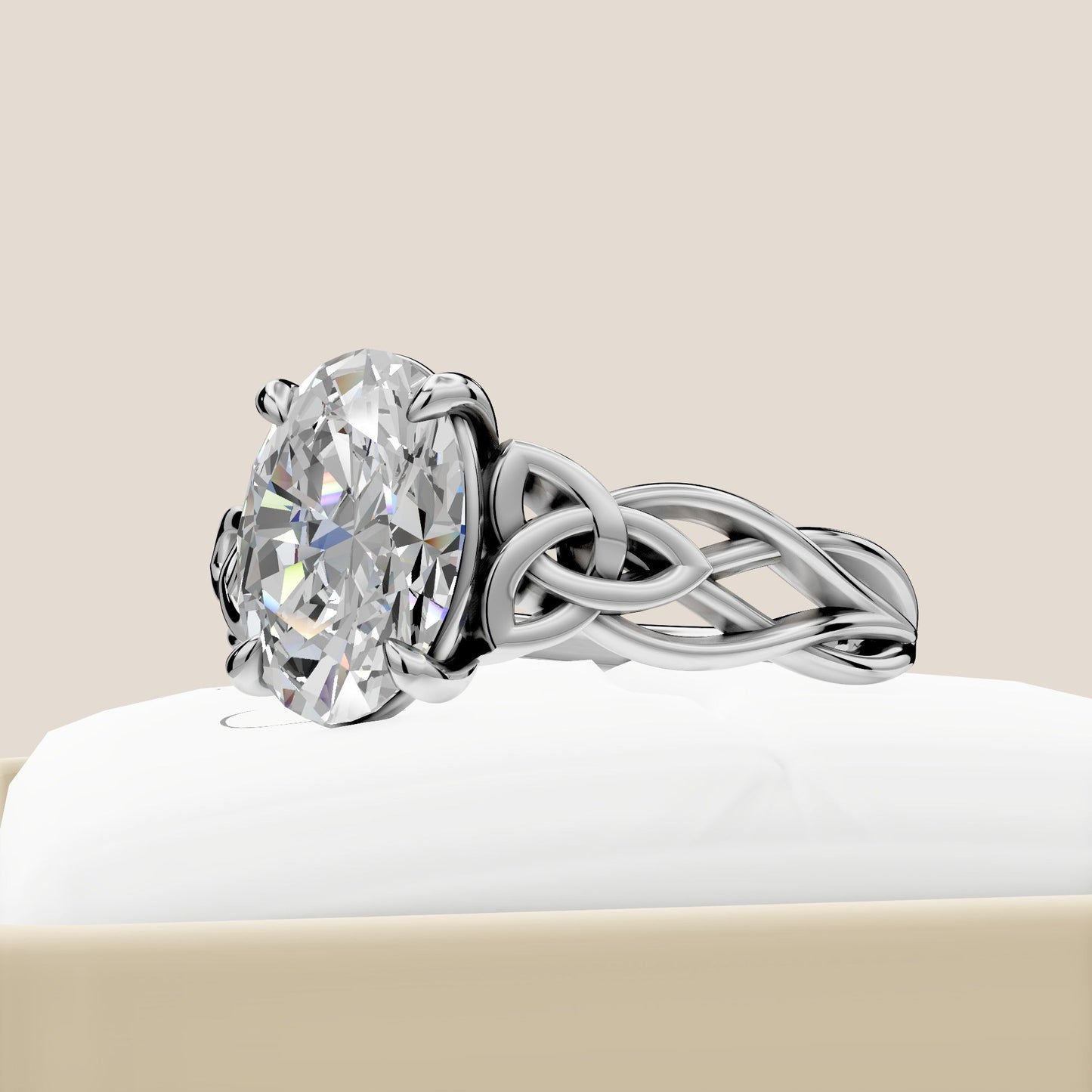 Celtic Engagement Ring Celtic Design 2 Carat Oval Lab Grown Diamond Twisted Irish Wedding Ring