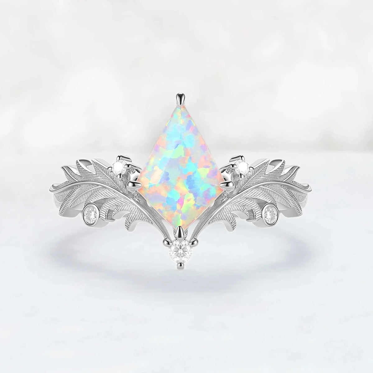 Unique Angel Wings Ring Kite Cut Opal Gemstone Ring