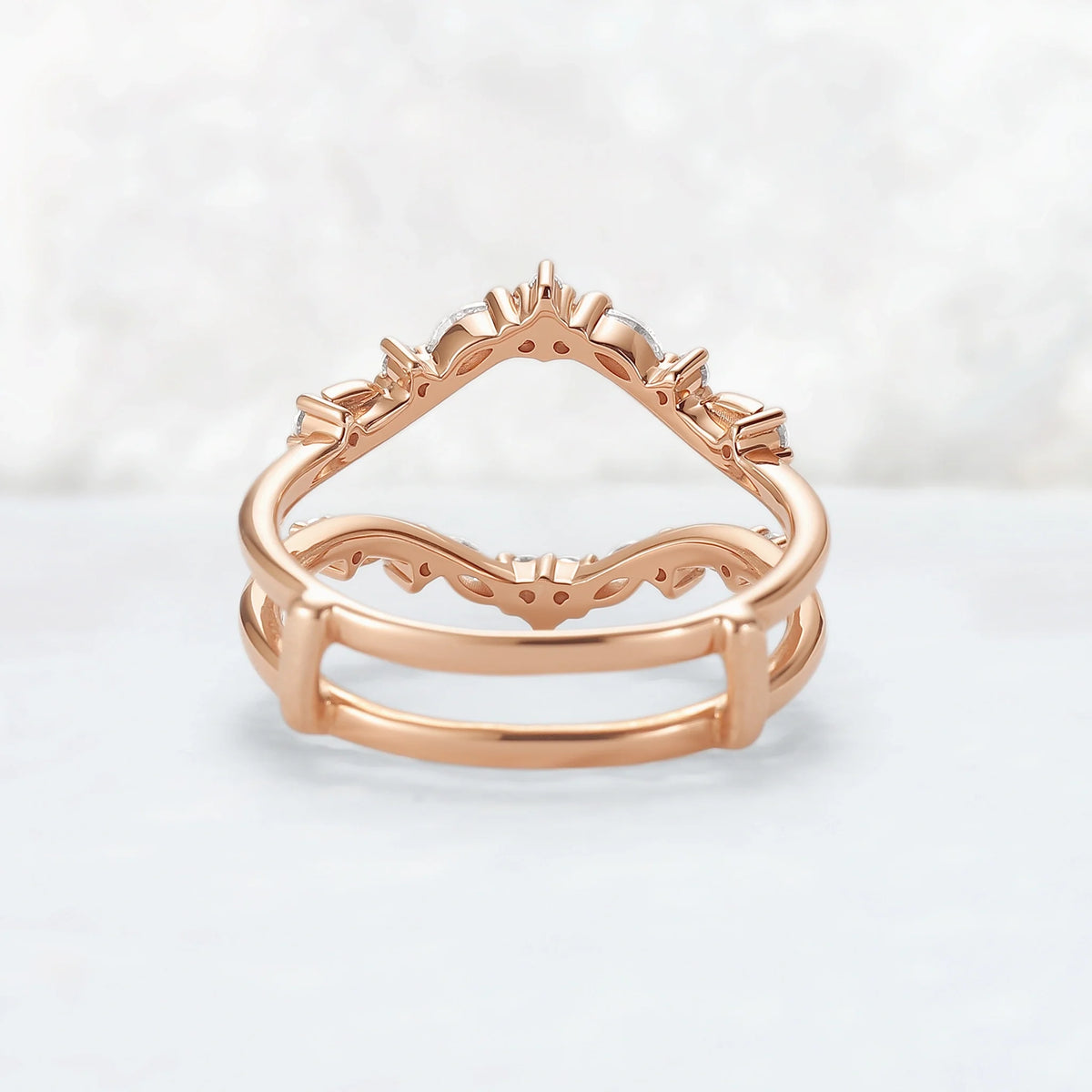 Unique Moissanite Rose Gold Leafy Enhancer Ring
