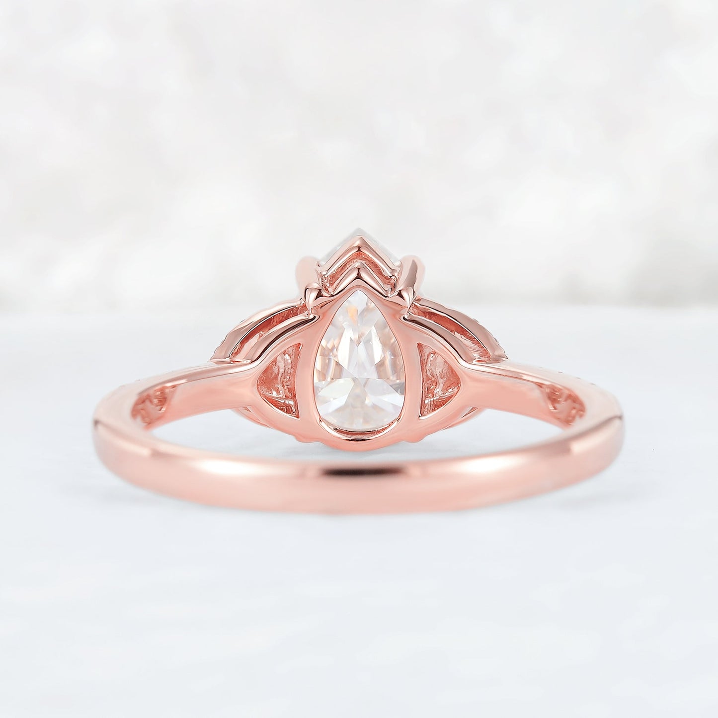 Unique Pear Shaped Moissanite Half Enternity Gemstone Ring