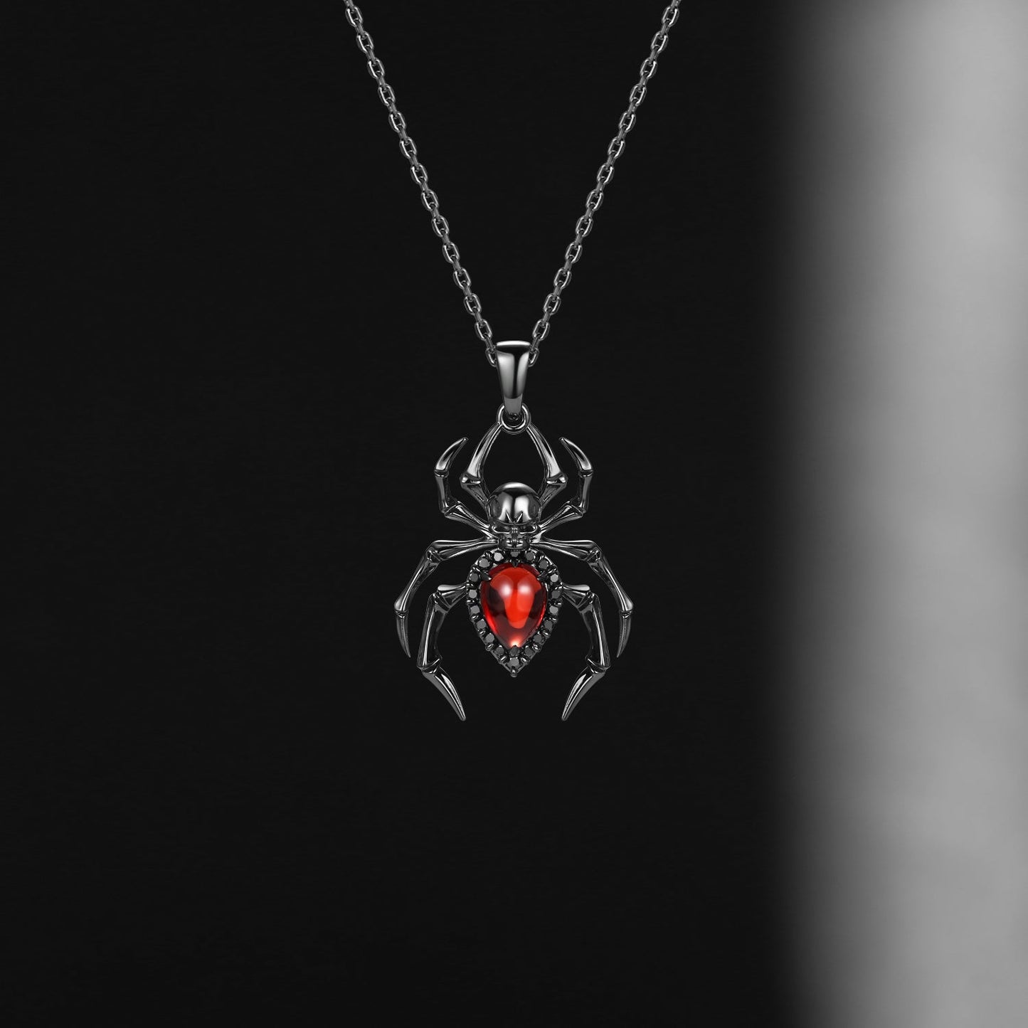 Unique Gothic Spider & Skull Pear Garnet Black Gold Inspired Jewelry Set - Spider Jewelry Box