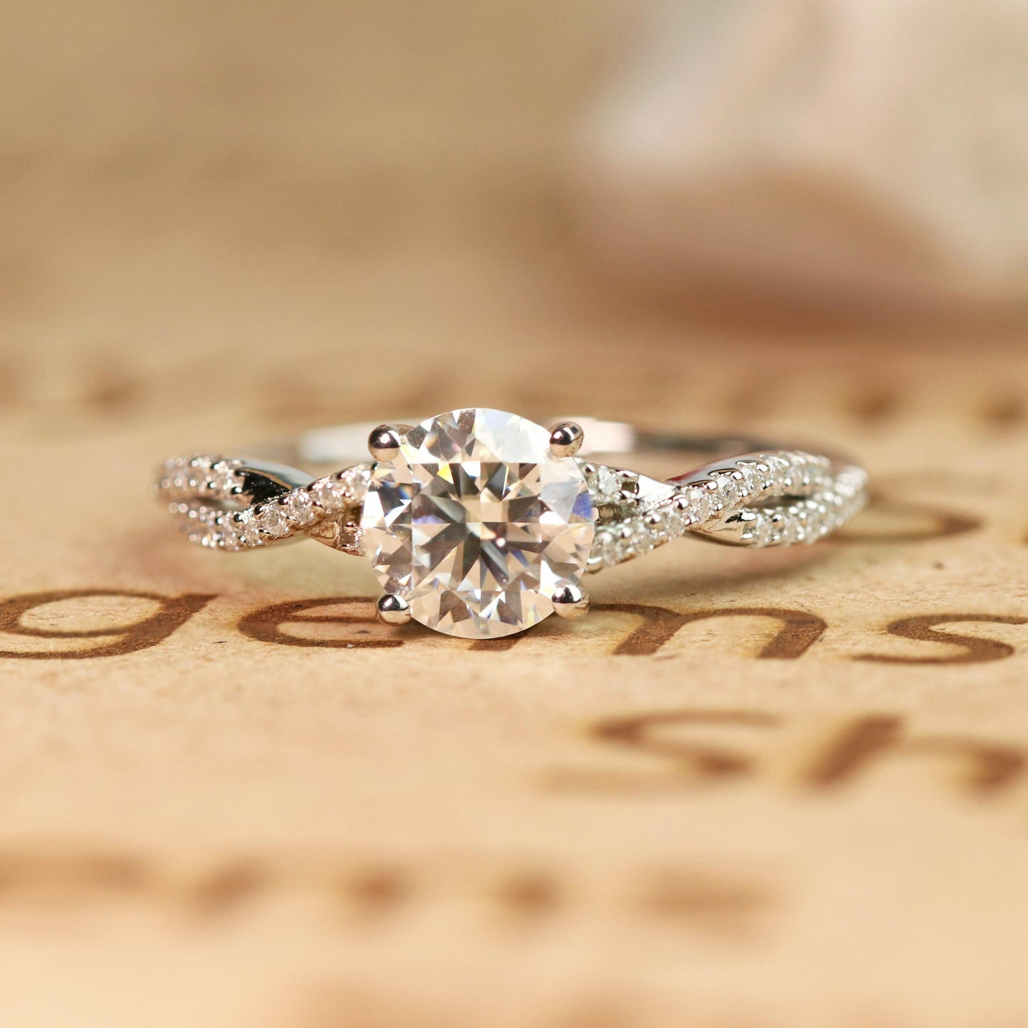 Infinity 1 Carat Round Cut Moissanite Engagement Ring