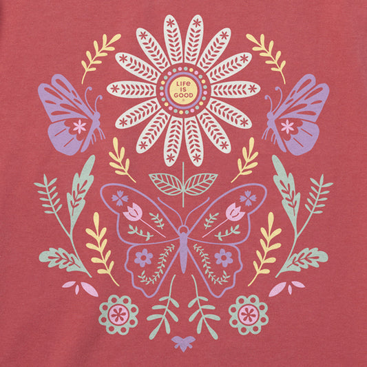 Women's Mirror Tonal Daisy & Butterflies Crusher Tee - 129158