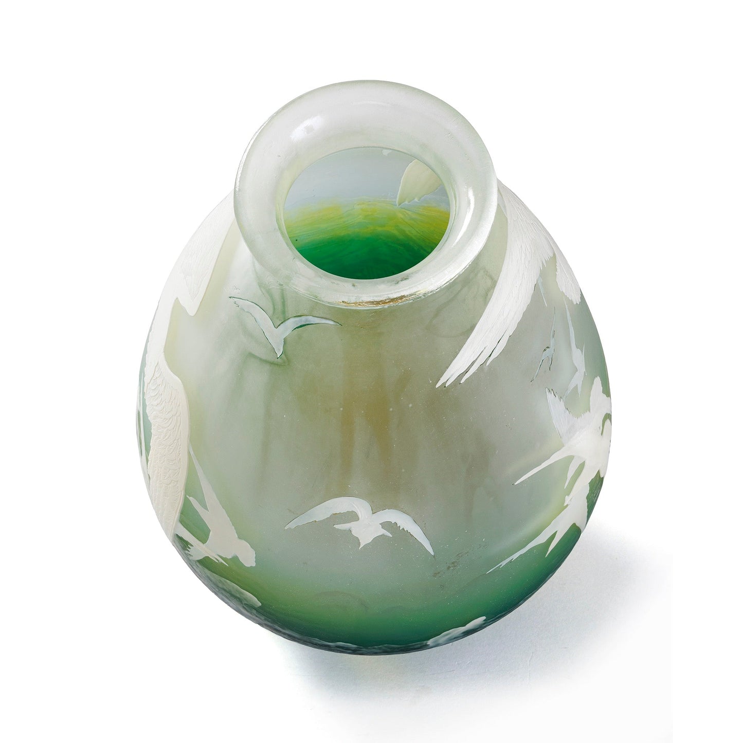 Établissements Gallé "Seagulls" Cameo Glass Vase