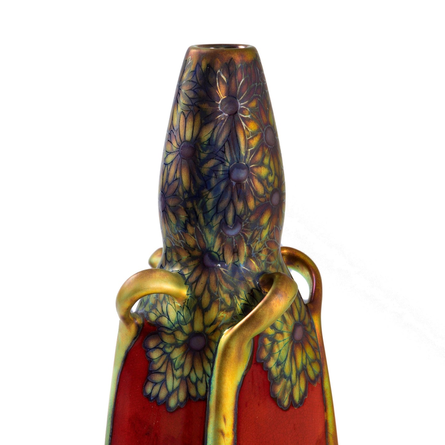 Zsolnay "Coneflower and Tree" Glazed Ceramic Vase