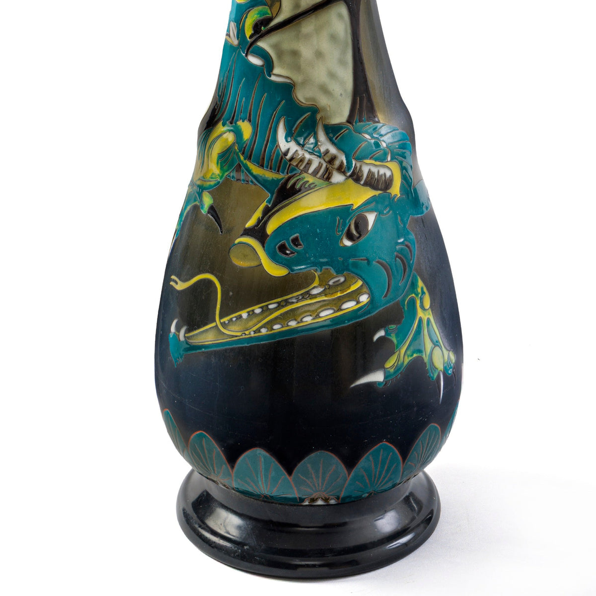 Établissements Gallé Enameled Glass "Dragon" Vase