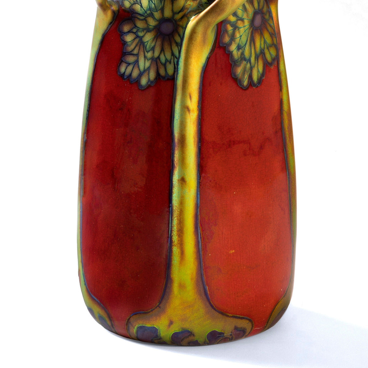 Zsolnay "Coneflower and Tree" Glazed Ceramic Vase