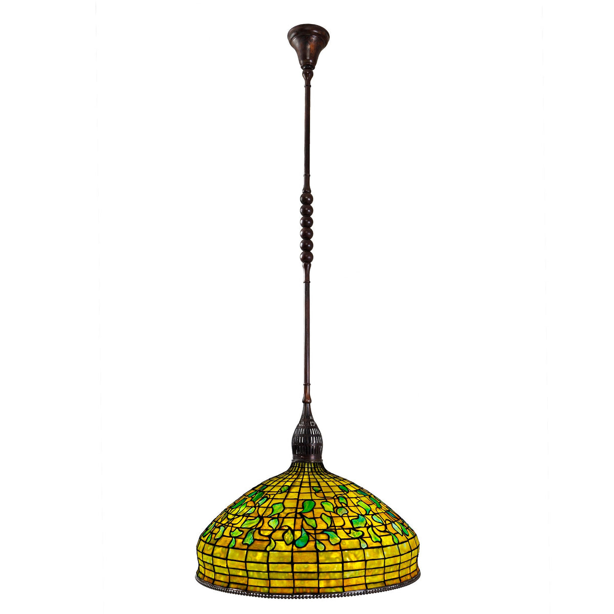 A Tiffany Studios New York "Swirling Leaf Geometric" Chandelier.