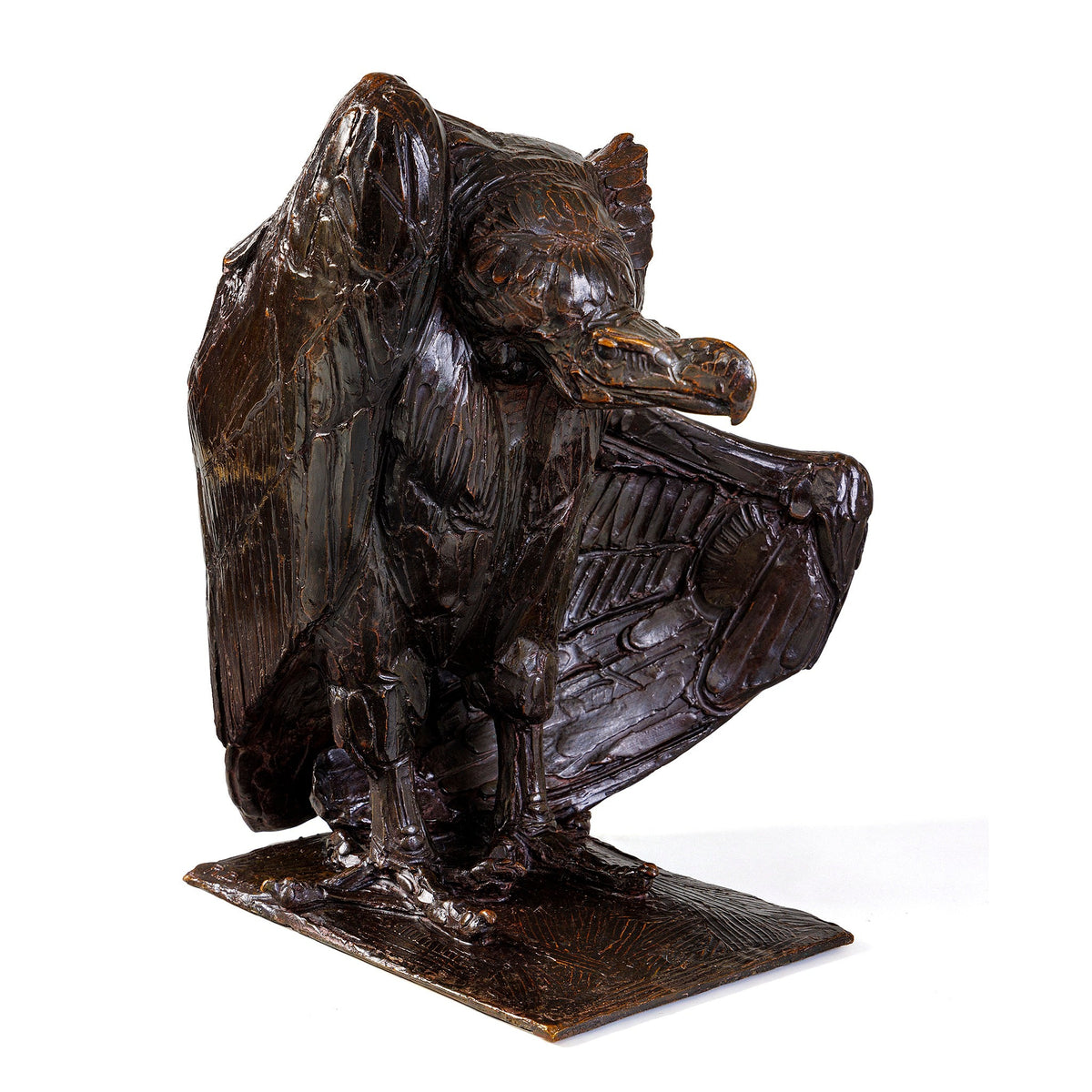 Rembrandt Bugatti "Vautour, une aile déployée" Bronze Sculpture
