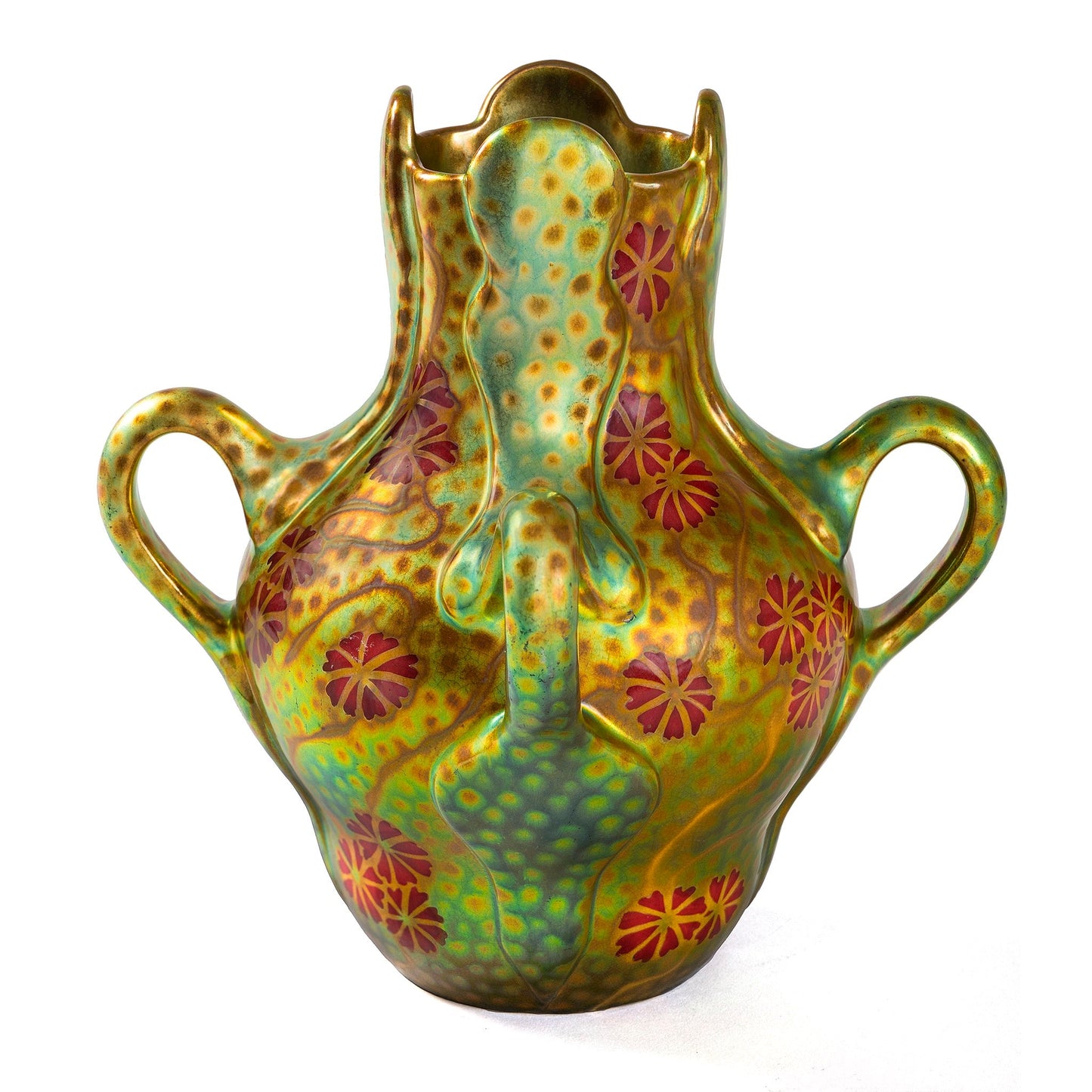 Zsolnay "Japanese Cosmos" Glazed Ceramic Vase