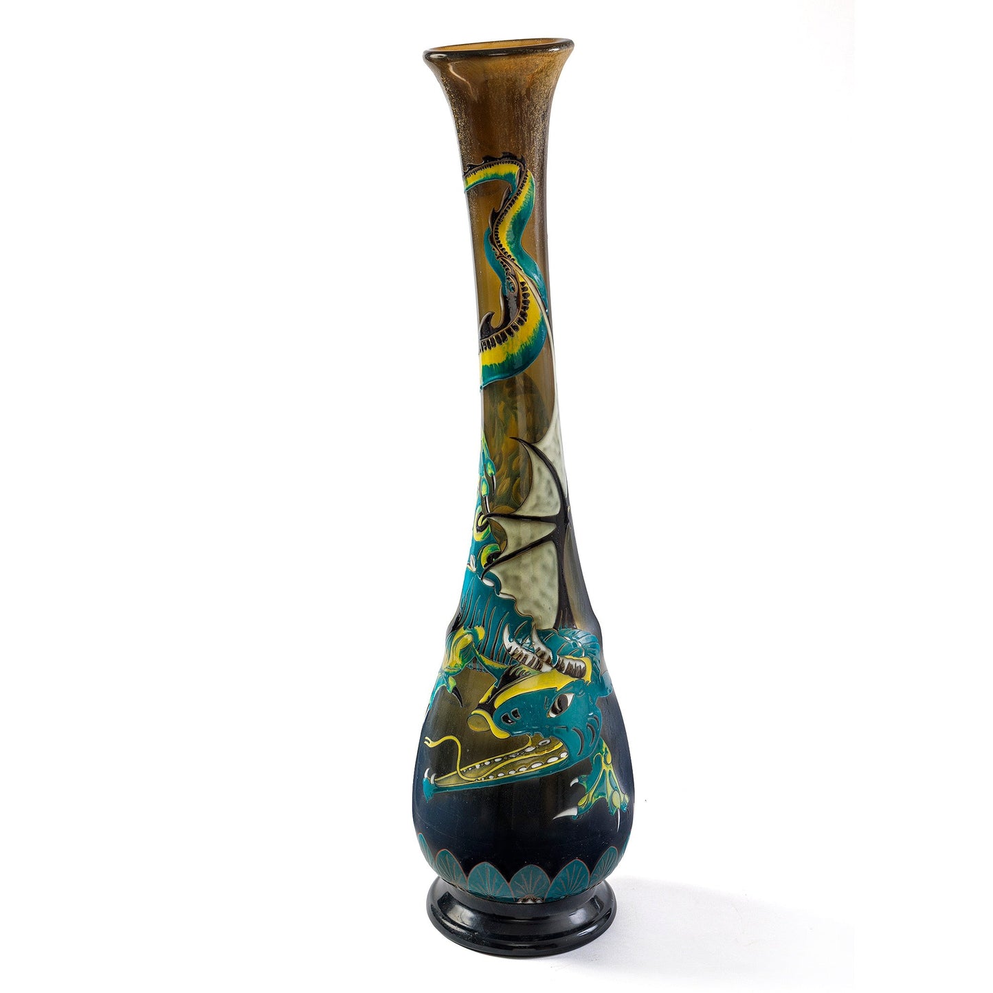 Établissements Gallé Enameled Glass "Dragon" Vase