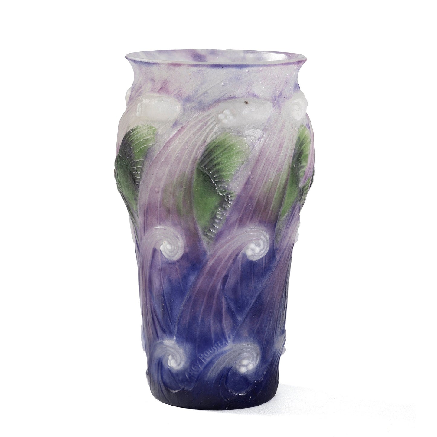 Gabriel Argy-Rousseau "Poissons Dans Les Vagues" Pâte de Verre Glass Vase