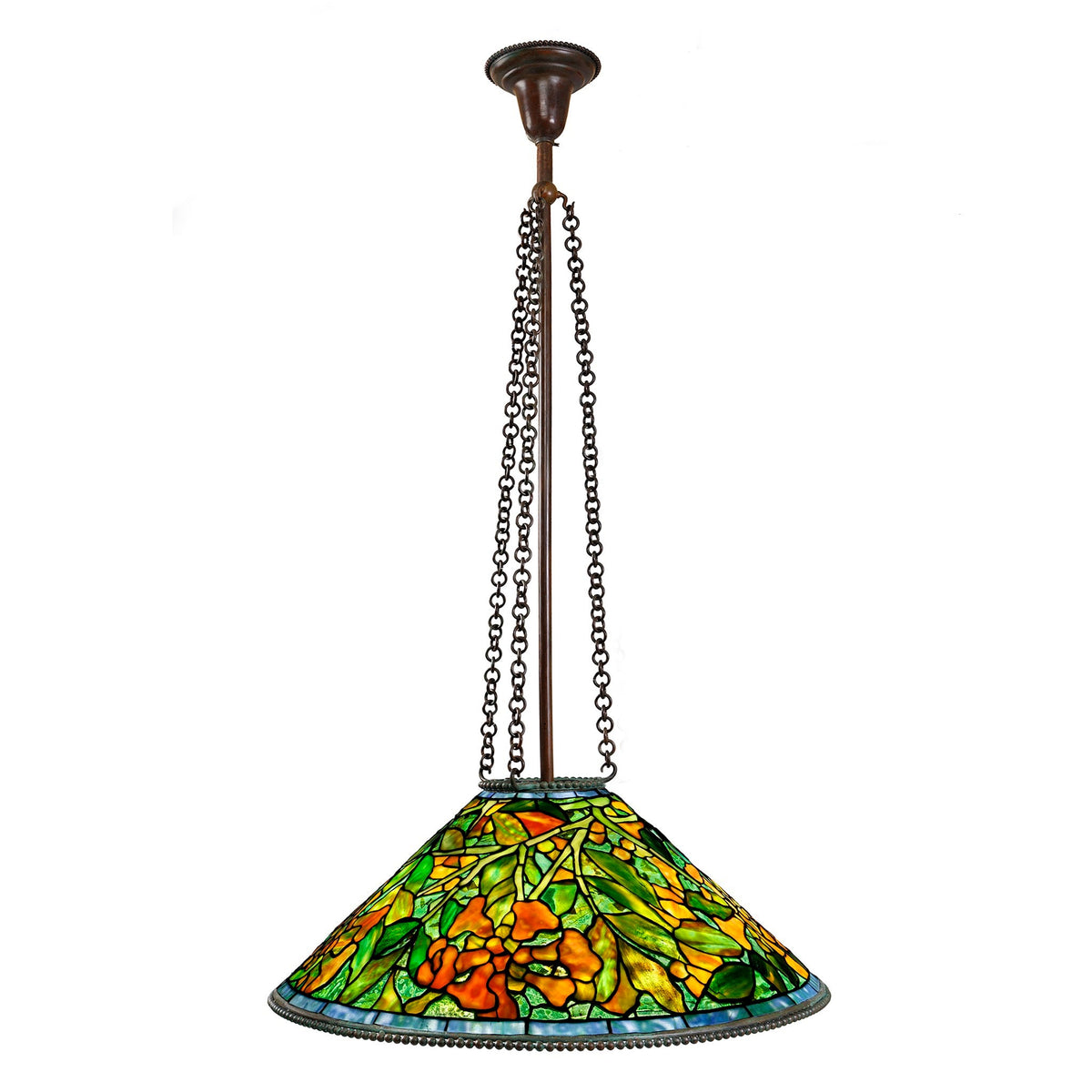Tiffany Studios New York “Trumpet Creeper” Cone Chandelier