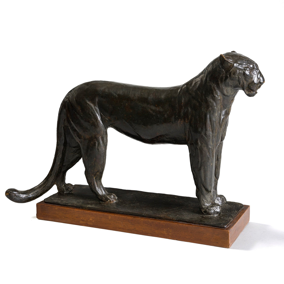 Rembrandt Bugatti "Léopard au repos" Bronze Sculpture